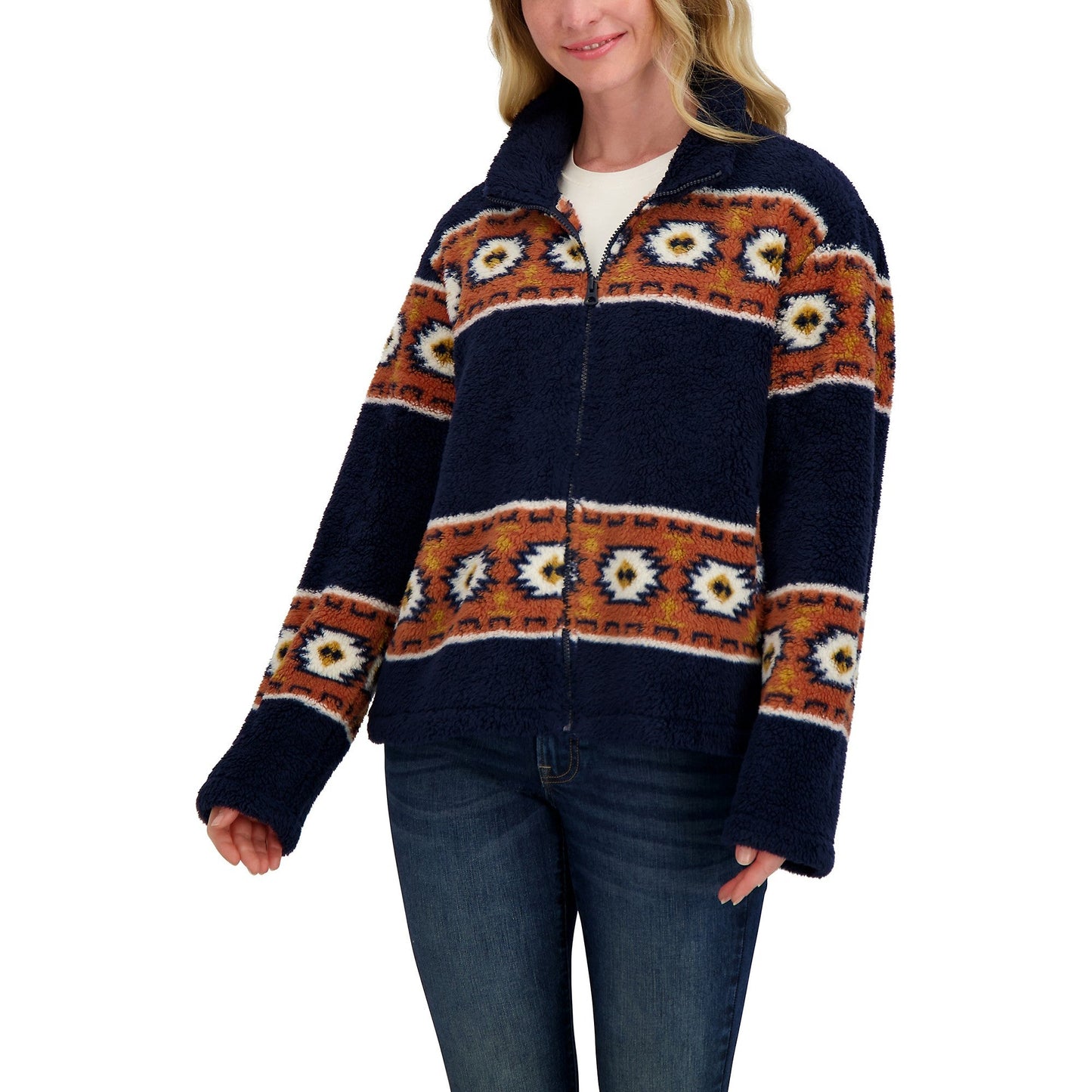 Lucky Brand Women's Sherpa Jacket - Navy Multi