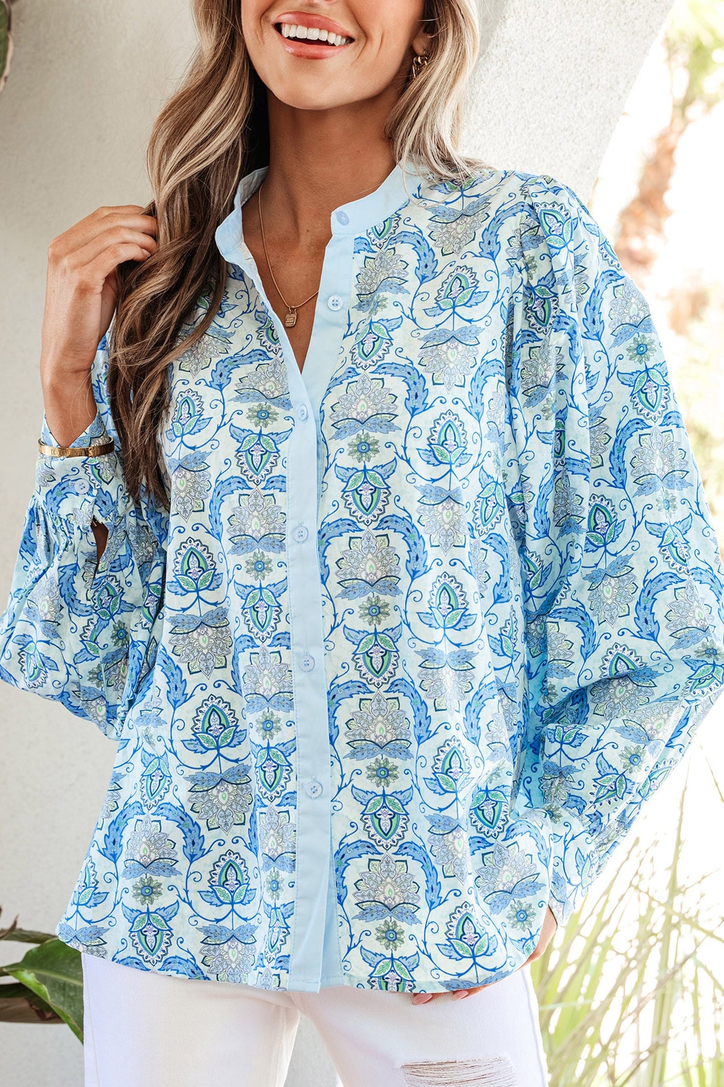 Threaded Pear Micah Puff Sleeve Loose Shirt