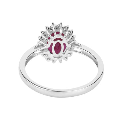 1.44 Ct Oval Pink Ruby Diamond Prong 10K Gold Halo Ring