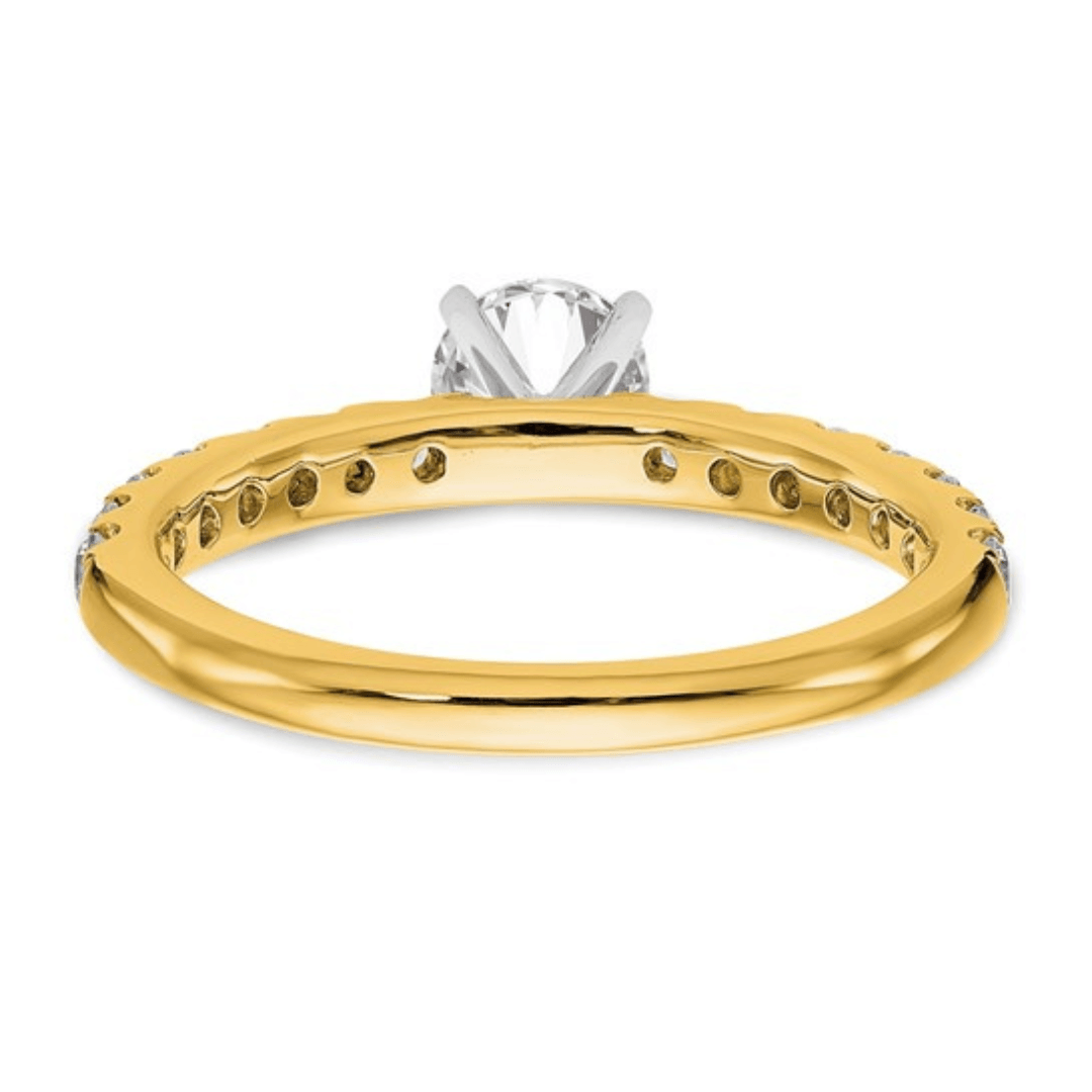 14K Gold Lab Diamond Solitaire Pave Ring
