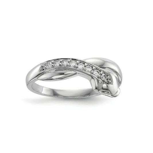 Cubic Zirconia Snake Pave Ring Silver
