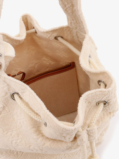 T Monogram Terry Canvas Bucket Bag