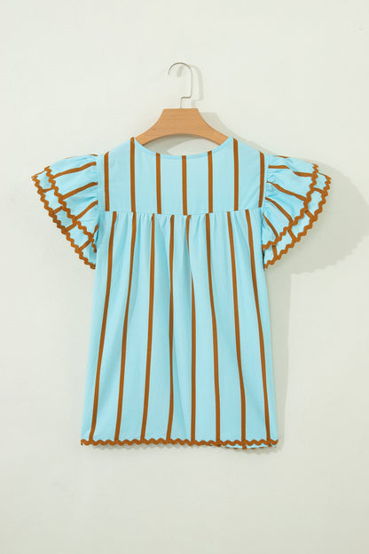 Threaded Pear Malaysia Ruffled Short Sleeve Blouse