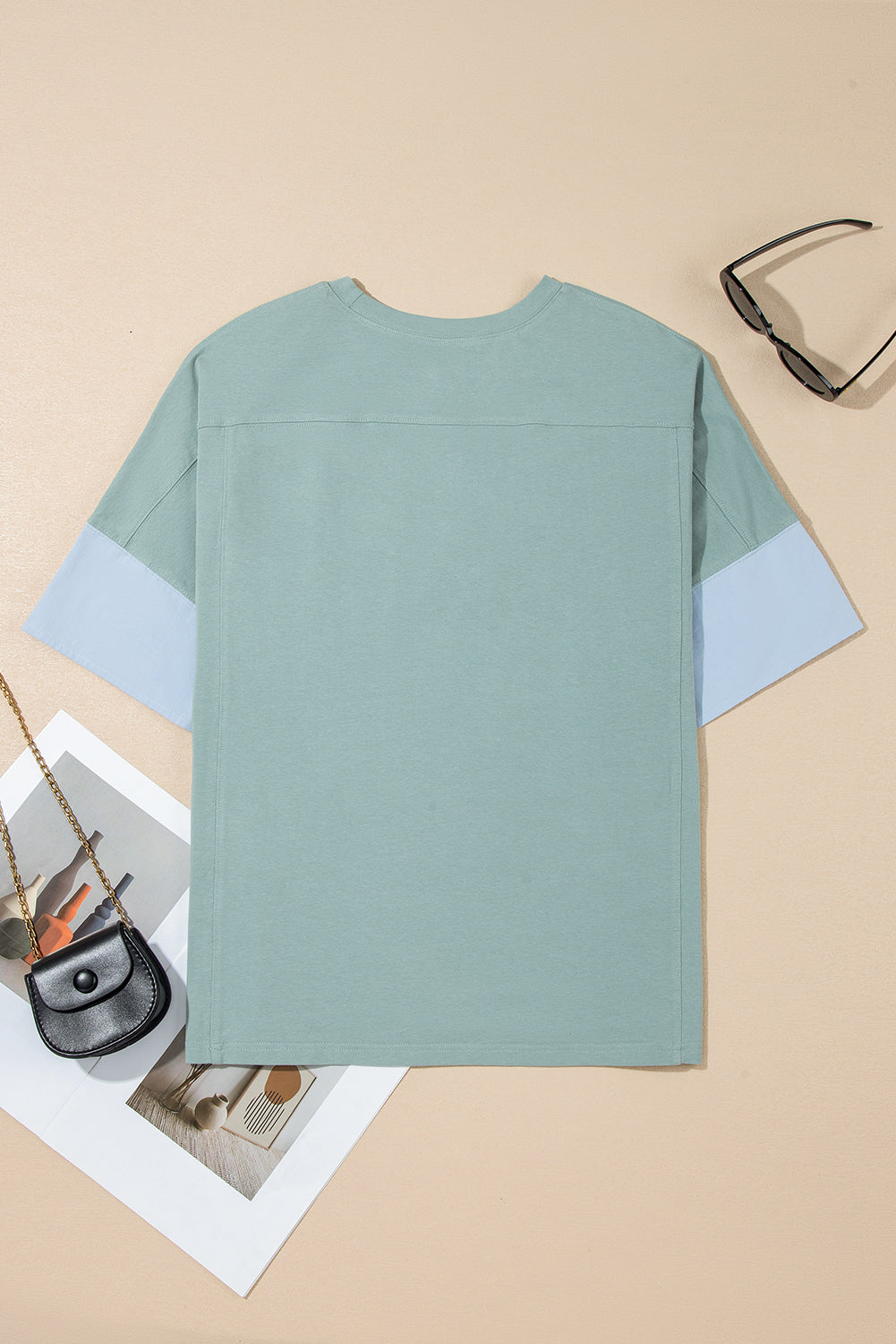 Threaded Pear Etta Frayed Denim Star Patched Oversize Top