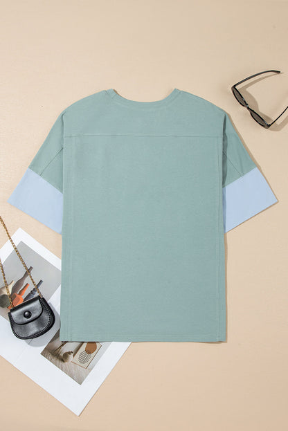 Threaded Pear Etta Frayed Denim Star Patched Oversize Top