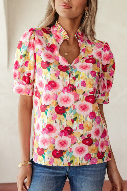 Threaded Pear Charleigh Puff Short Sleeve Blouse