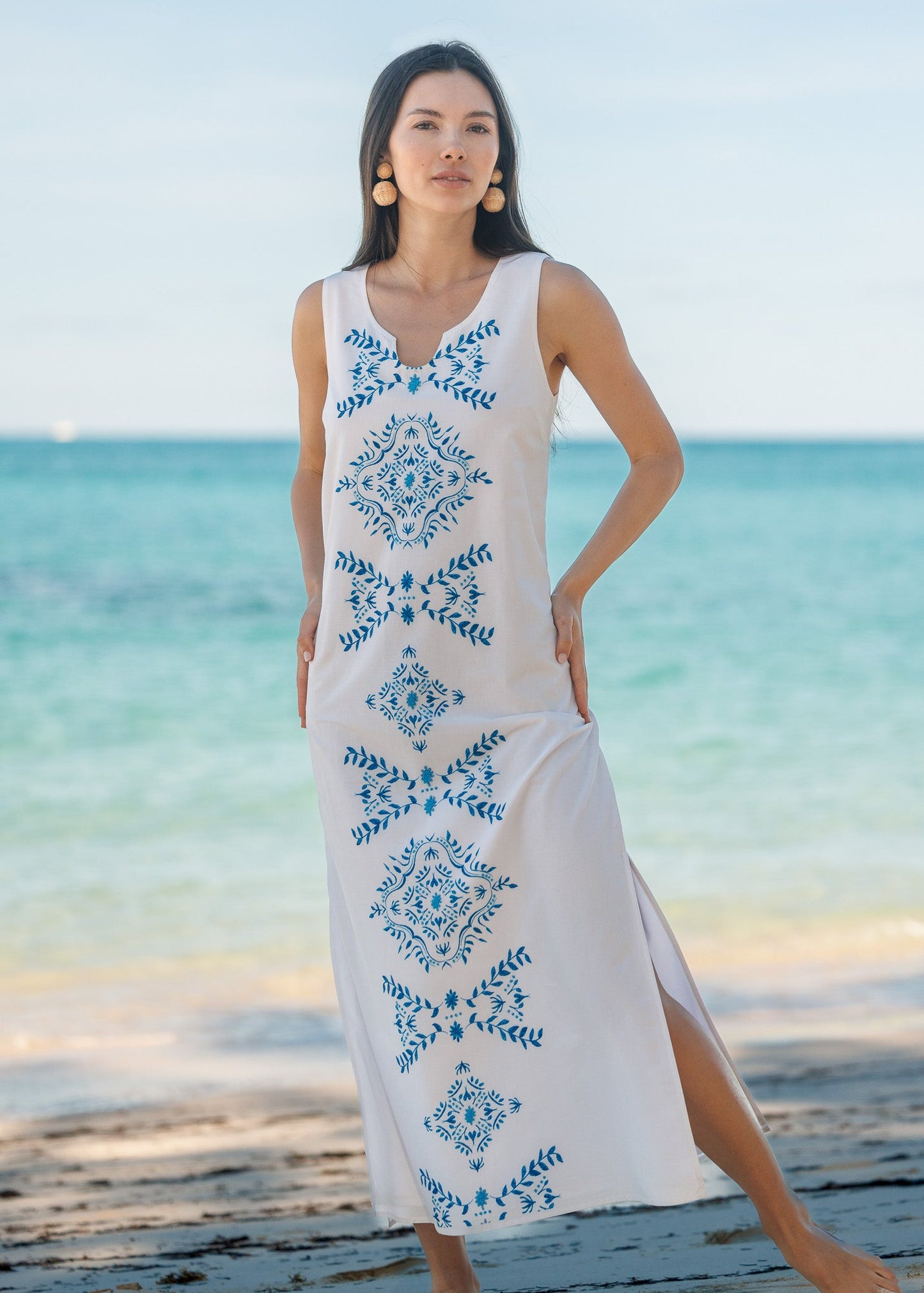 White Side Slit Maxi Dress