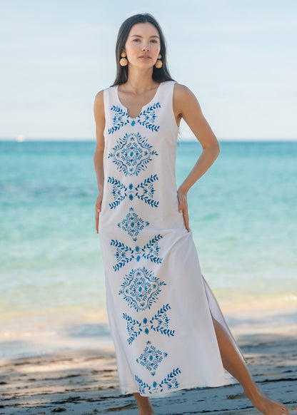 White Side Slit Maxi Dress