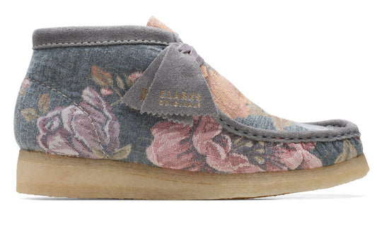 Clarks Women's Wallabee Boot Blue Floral Booties