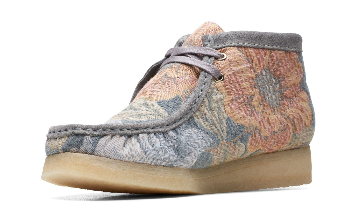 Clarks Women's Wallabee Boot Blue Floral Booties
