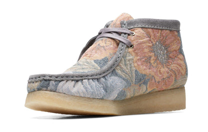Clarks Women's Wallabee Boot Blue Floral Booties
