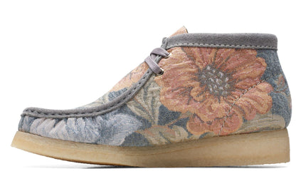 Clarks Women's Wallabee Boot Blue Floral Booties