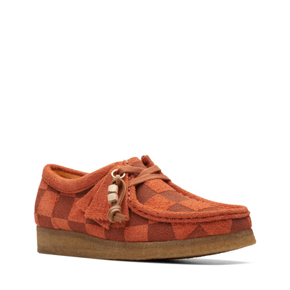 Clarks Women's Wallabee Orange Check Moccasins