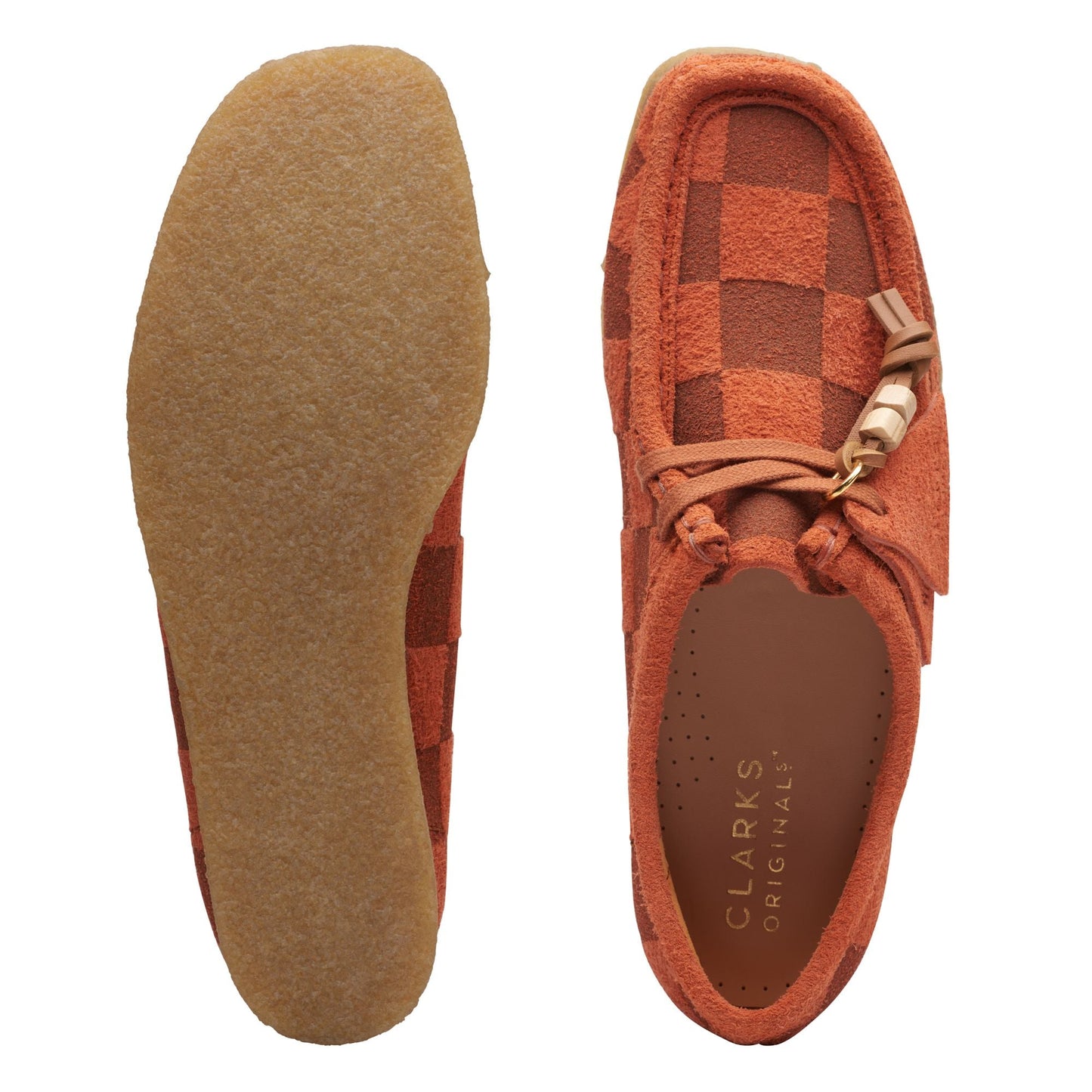 Clarks Women's Wallabee Orange Check Moccasins