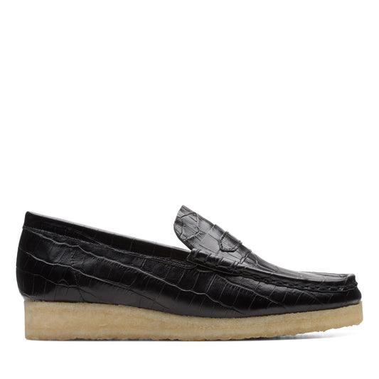 Clarks Women's Wallabeeloafer Black Croc Loafers