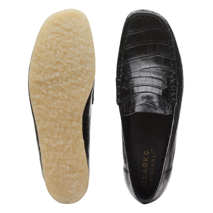 Clarks Women's Wallabeeloafer Black Croc Loafers