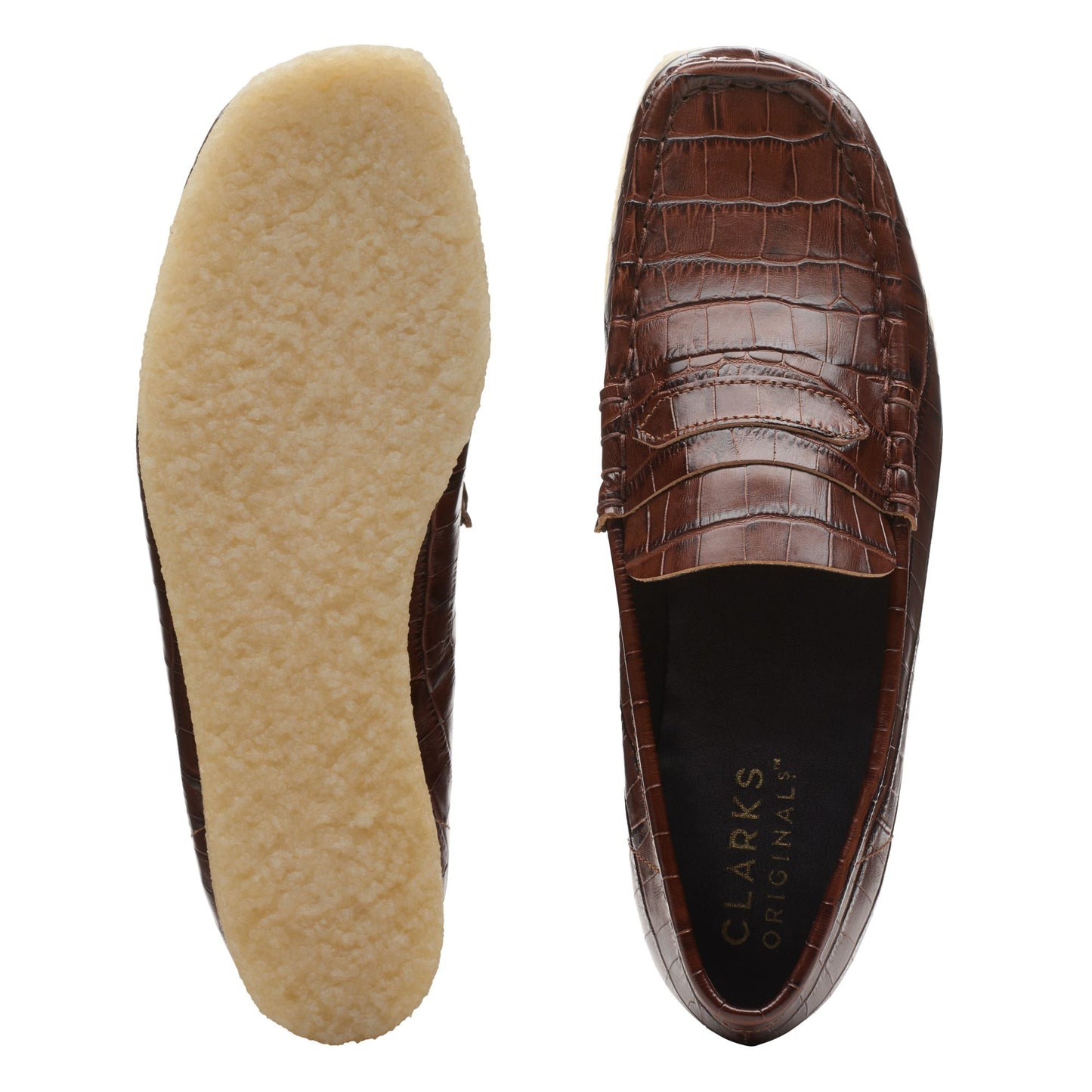 Clarks Women's Wallabeeloafer Brown Croc Loafers