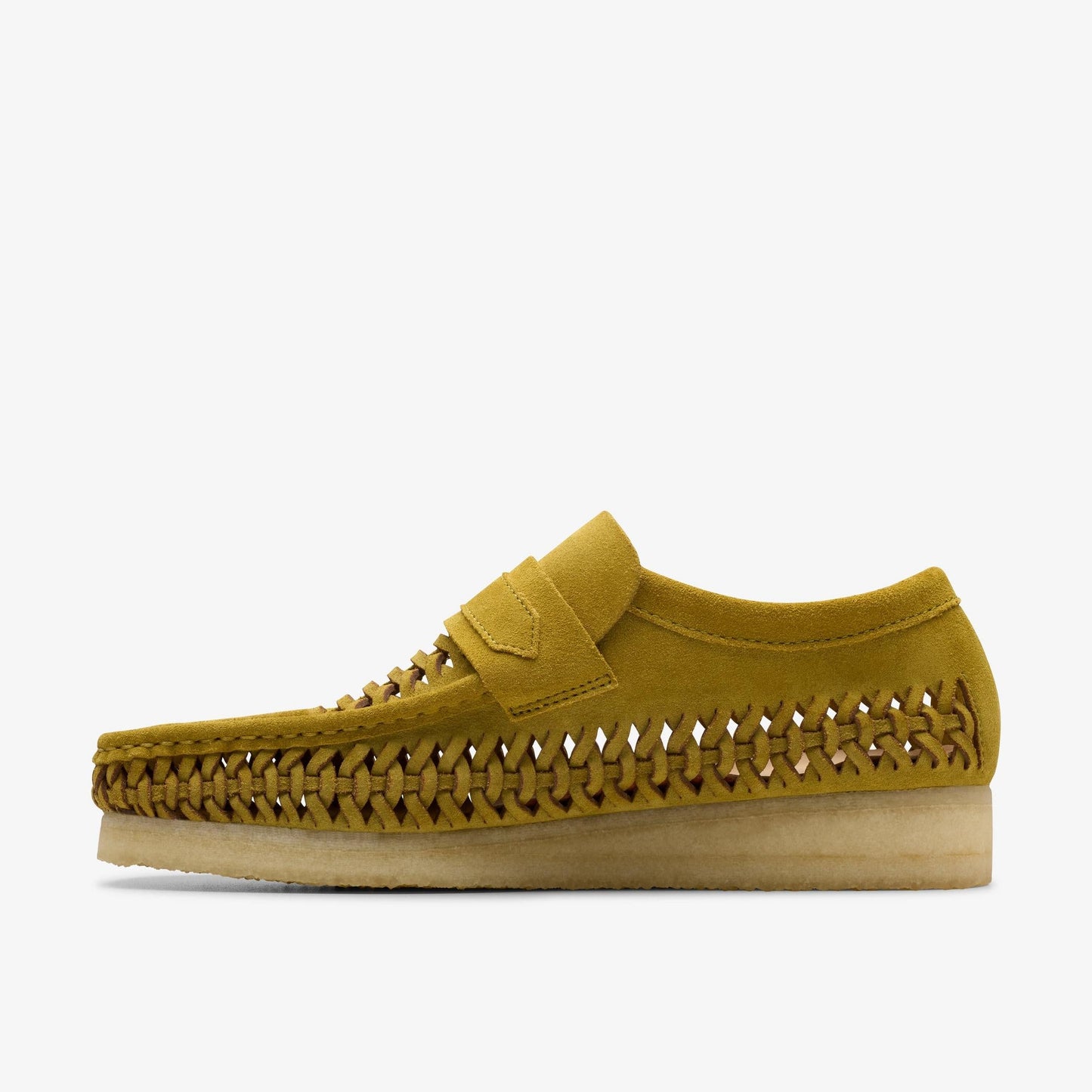 [26175778] Mens Clarks Wallabee Weave Loafer 'olive Suede'