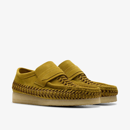 [26175778] Mens Clarks Wallabee Weave Loafer 'olive Suede'