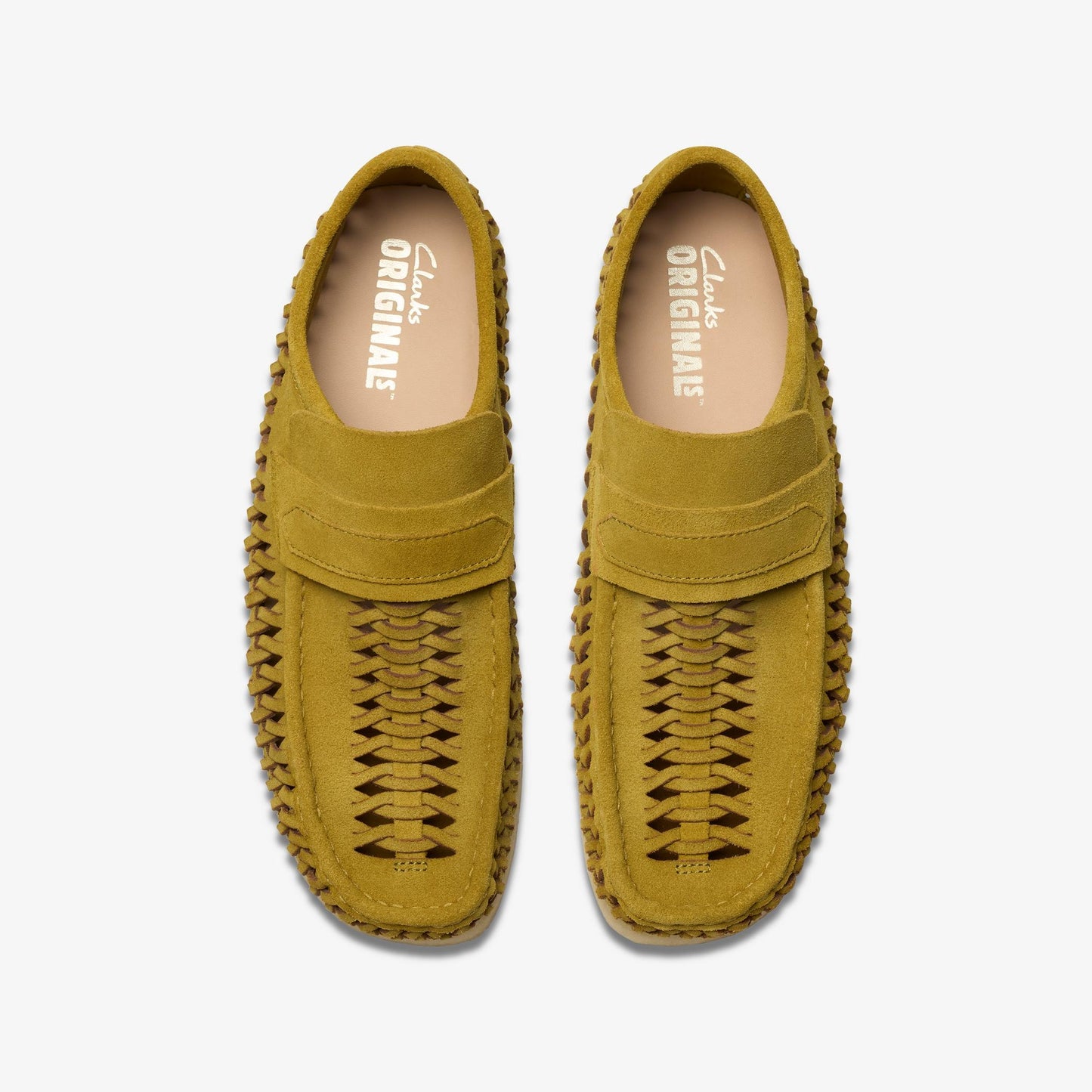[26175778] Mens Clarks Wallabee Weave Loafer 'olive Suede'