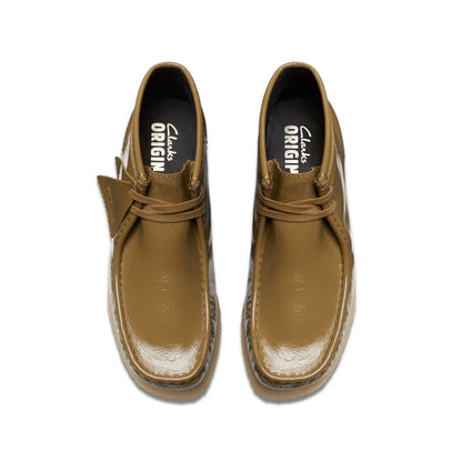 Clarks Women's Wallabee Boot Dark Olive Pat Booties