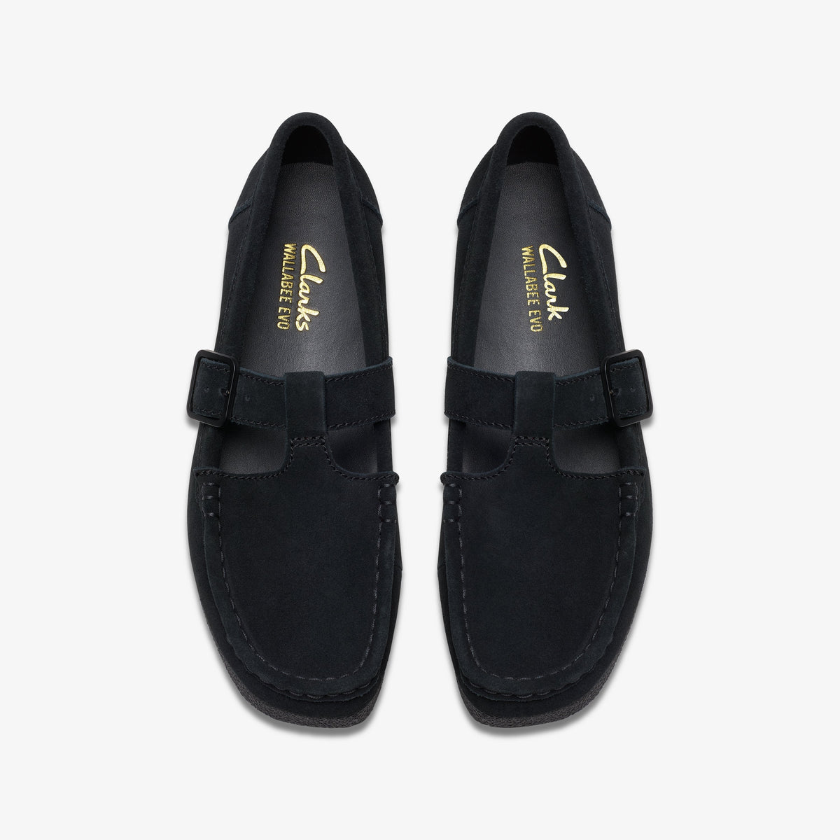 Clarks Womens Wallabee Evo Bar - Black Suede