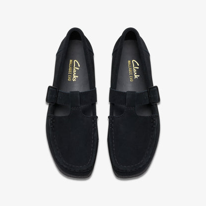 Clarks Womens Wallabee Evo Bar - Black Suede