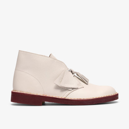 Clarks Mens Desert Boot - White Leather