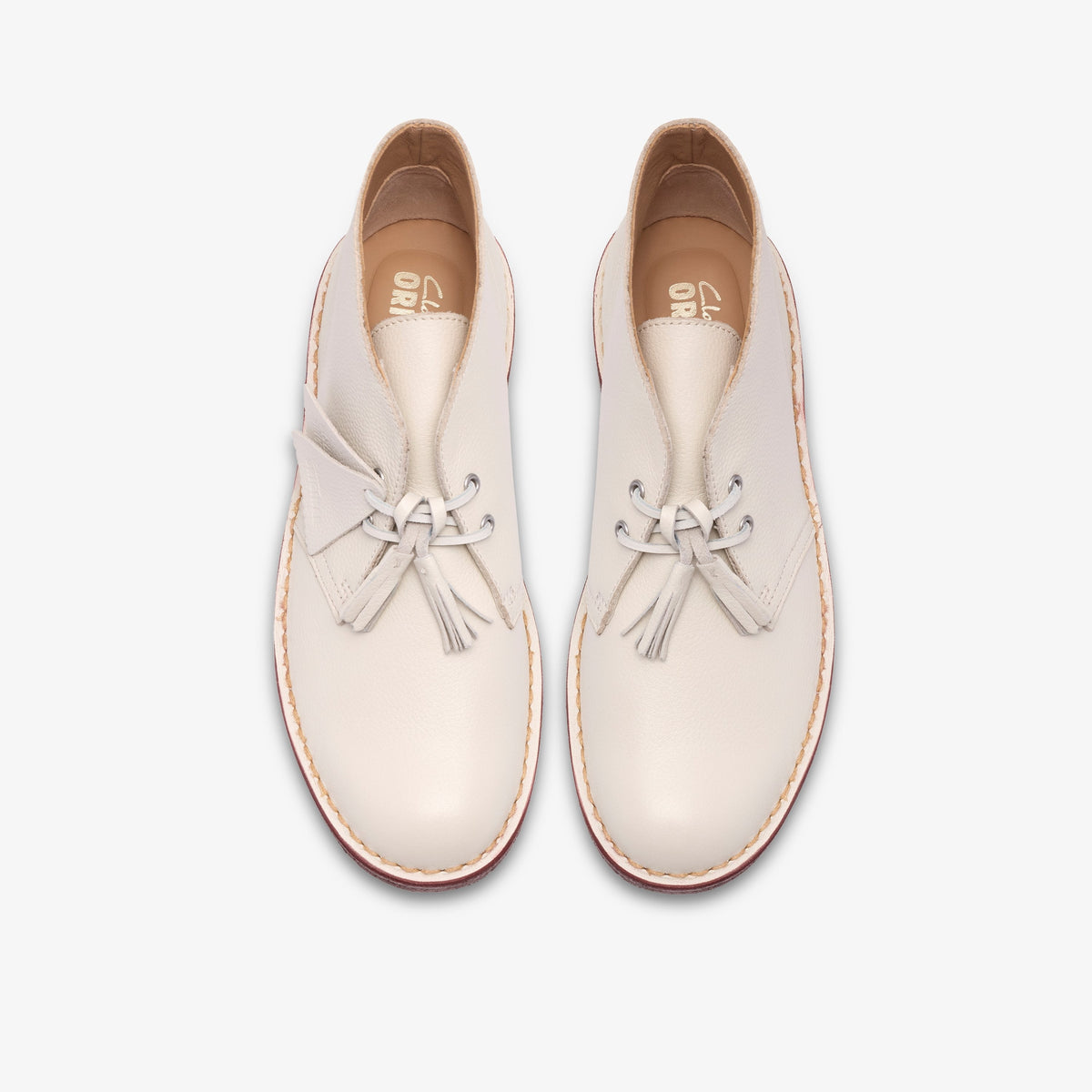 Clarks Mens Desert Boot - White Leather