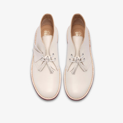 Clarks Mens Desert Boot - White Leather