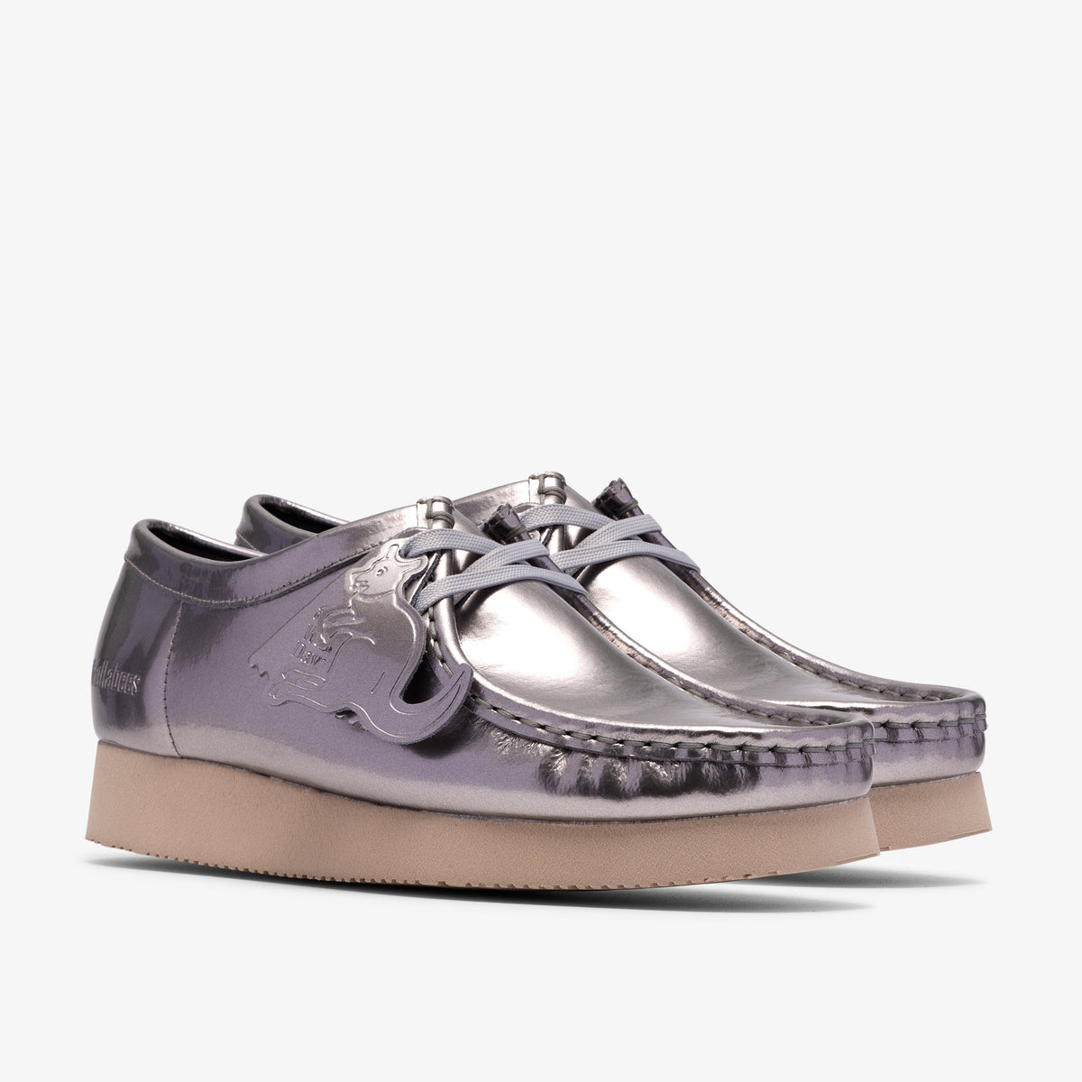 Clarks Womens Wallabee 2604 - Silver Patent