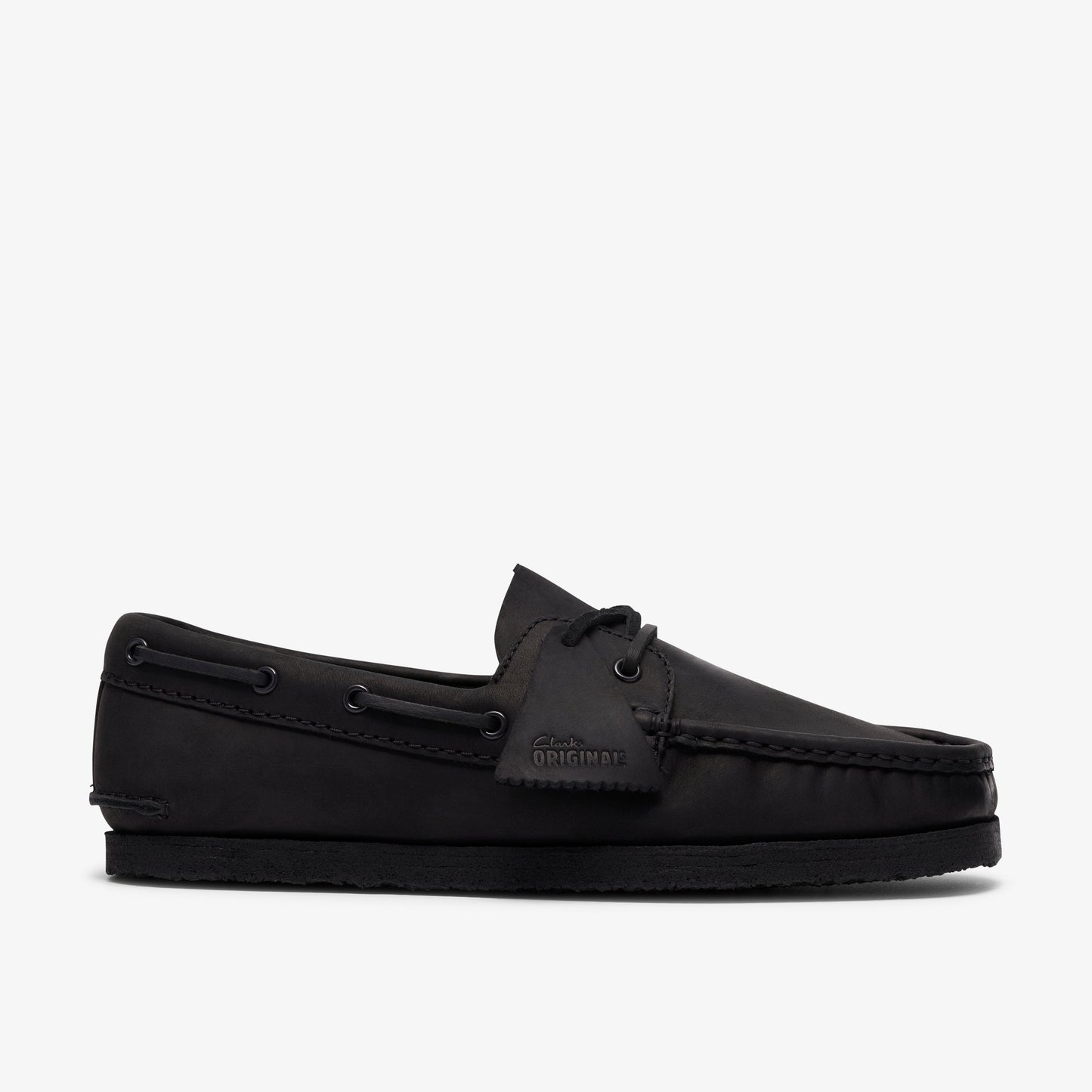 Clarks Mens Godney Boat - Black Leather