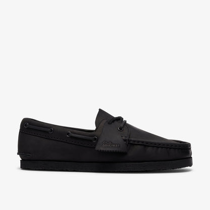 Clarks Mens Godney Boat - Black Leather