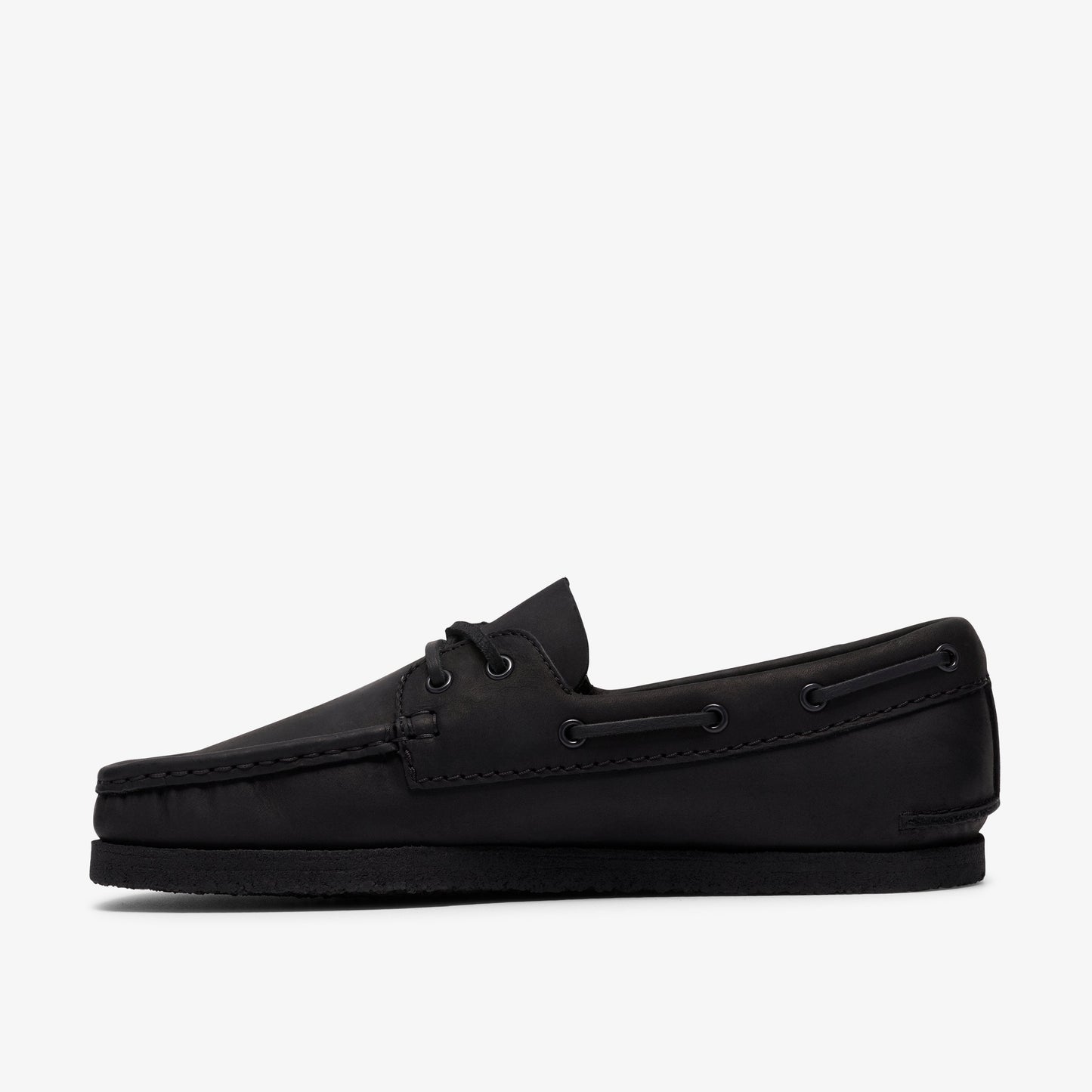 Clarks Mens Godney Boat - Black Leather