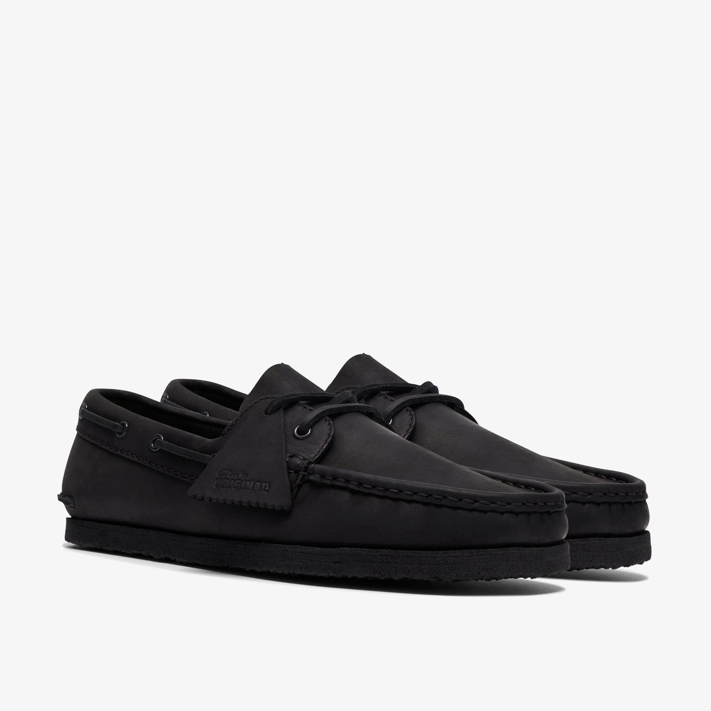 Clarks Mens Godney Boat - Black Leather