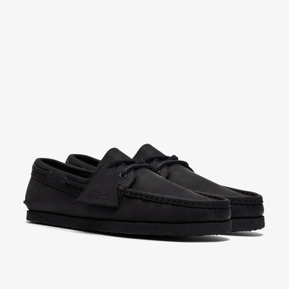 Clarks Mens Godney Boat - Black Leather