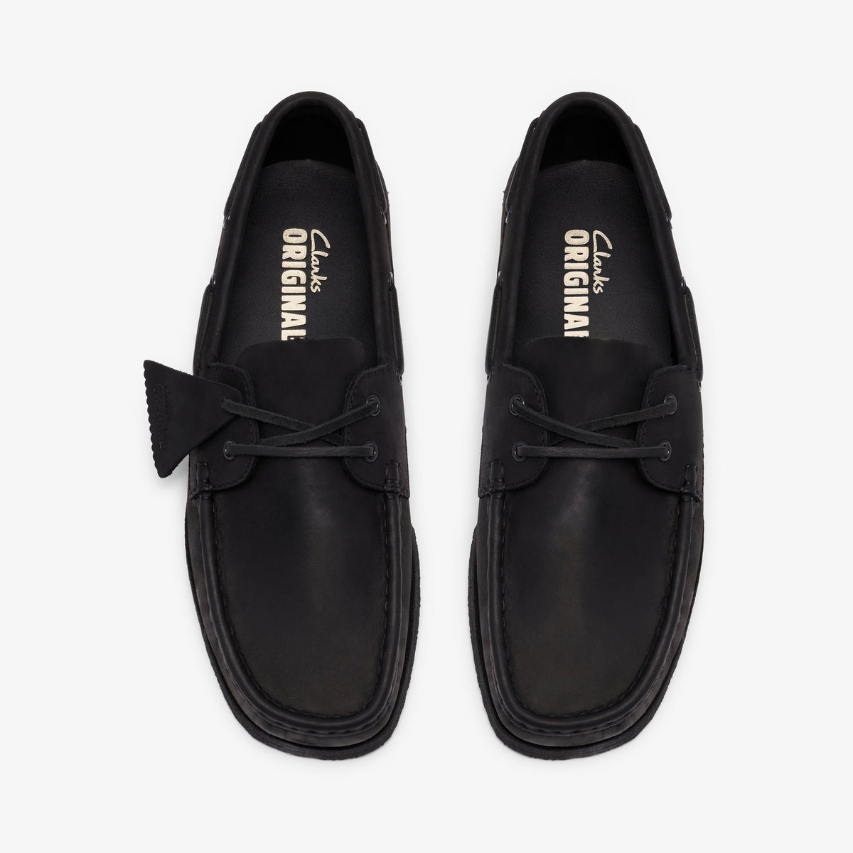 Clarks Mens Godney Boat - Black Leather