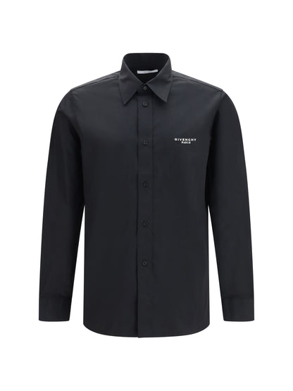 Shirt Poplin Embroidered Black