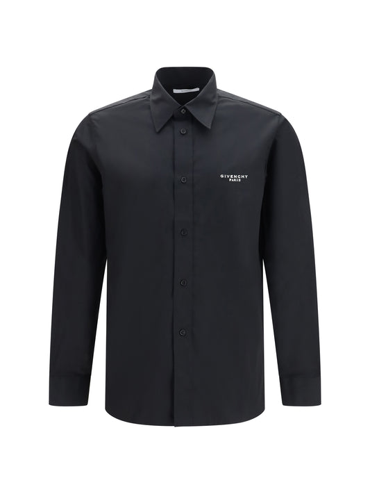 Shirt Poplin Embroidered Black