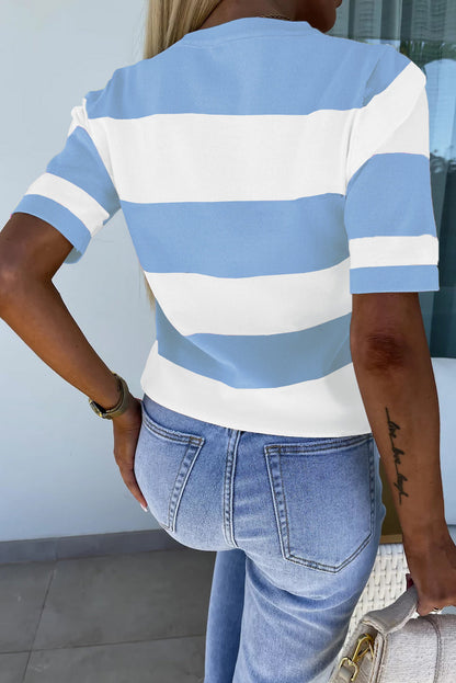 Threaded Pear Anya Striped Knitted T Shirt