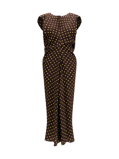 Dress Crepe Polka Dot Sadelle Brown