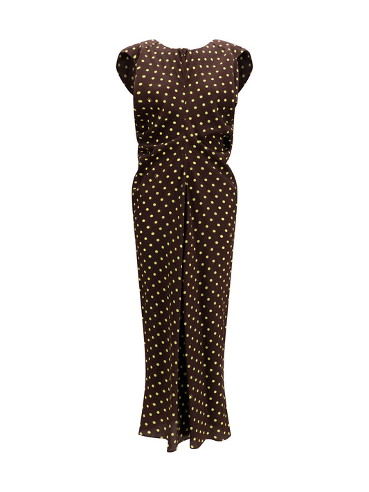 Dress Crepe Polka Dot Sadelle Brown
