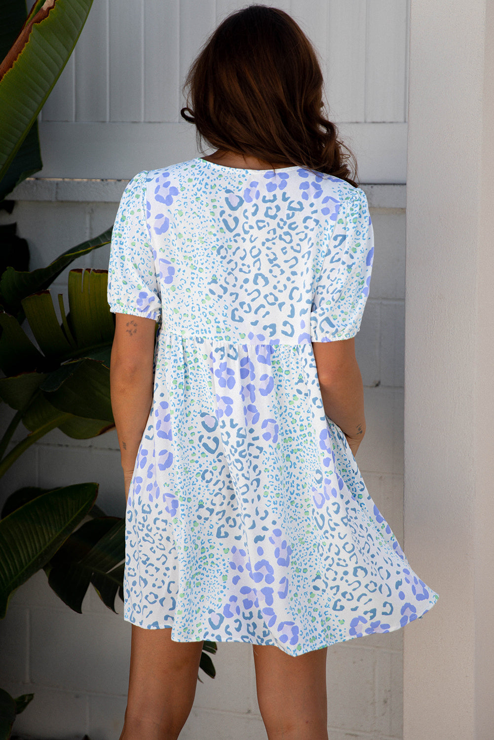 Threaded Pear Lacey Puff Sleeve Mini Dress