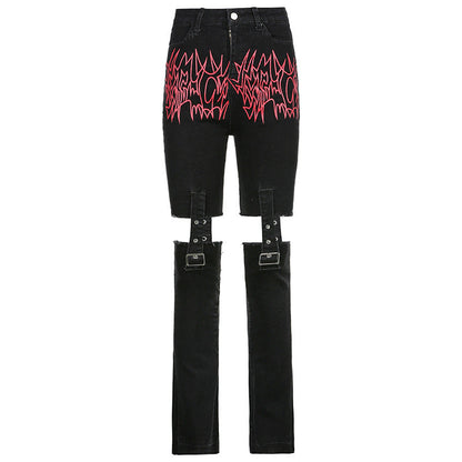 Trendy Hot High-rise Jeans With Stitchable Metal Buckle