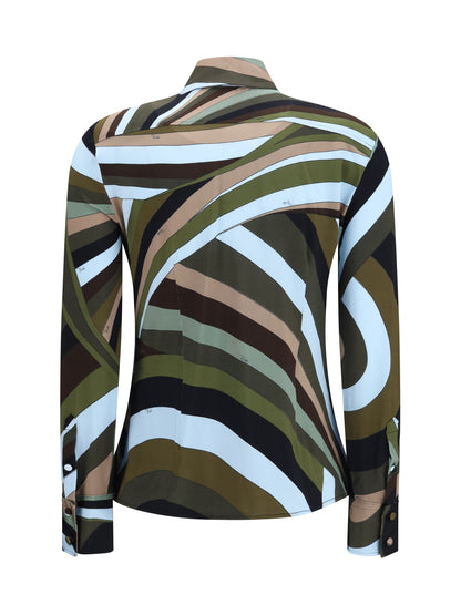 Shirt Iridescent Print Khaki Blue