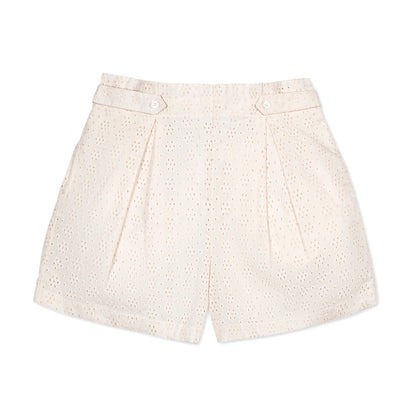 Organic Eyelet Button Tab Short