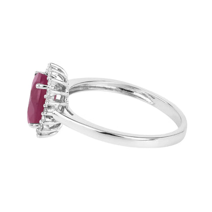 1.44 Ct Oval Pink Ruby Diamond Prong 10K Gold Halo Ring