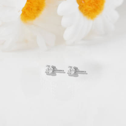 14k White Gold Lab Diamond Round Solitaire Stud Earrings