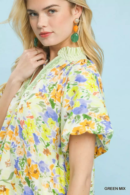Umgee Watercolor Floral Top