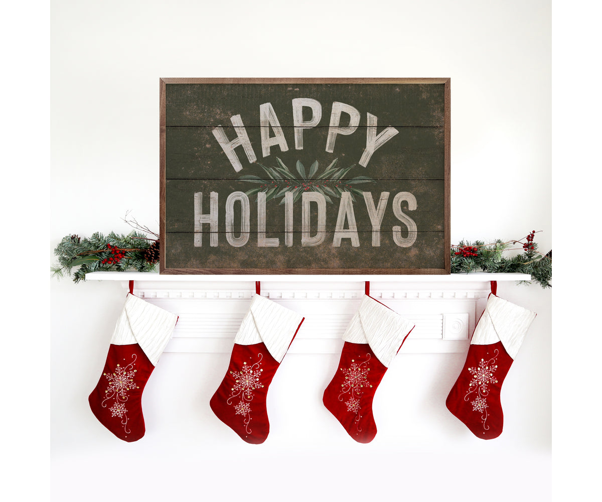 Kendrick Home Happy Holidays Greenery Green